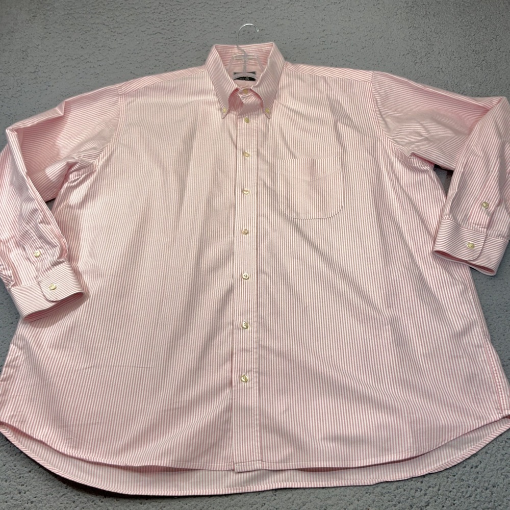 Gitman Bros Dress Shirt Mens 18.5 35 OCBD Pink White Striped Button Down Pocket